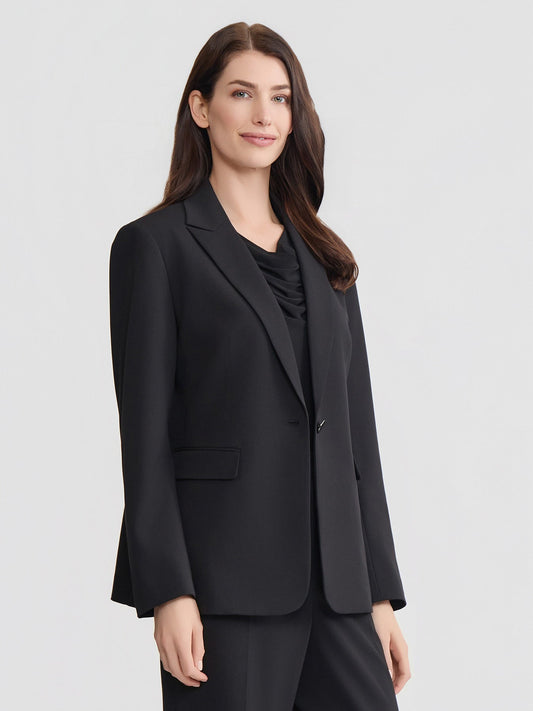 Single-Button Blazer, Polished Bi-Stretch