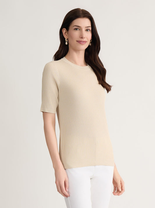 Sutton Tee Shirt, Ribbed Knit