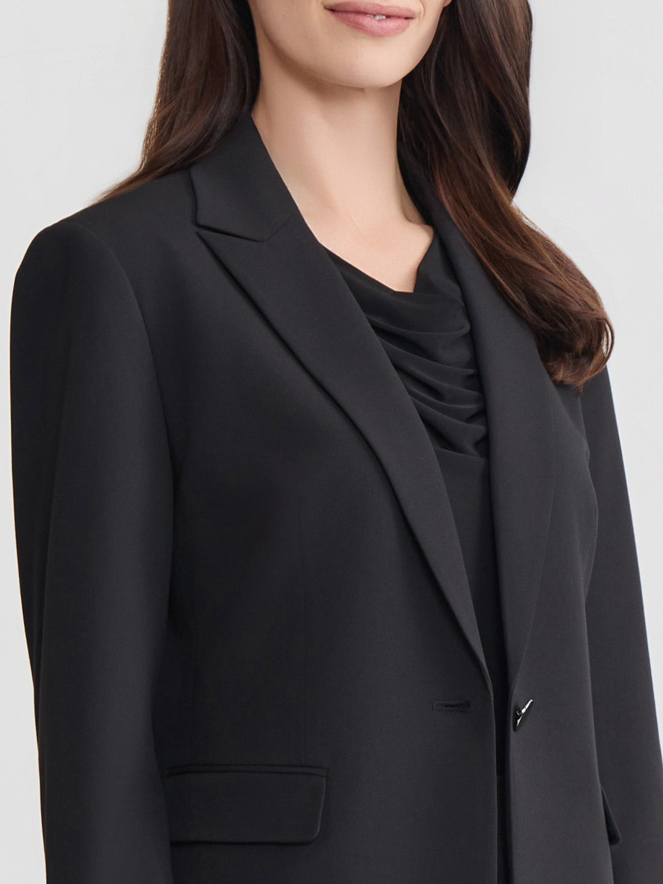 Single-Button Blazer, Polished Bi-Stretch