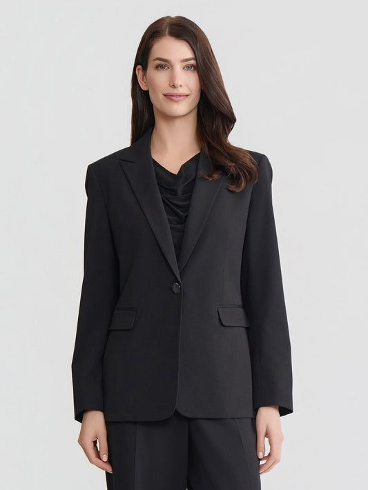 Single-Button Blazer, Polished Bi-Stretch