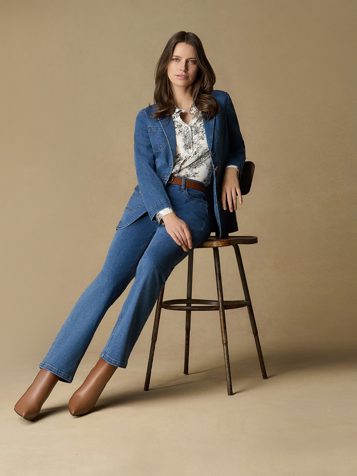 Petite Two Button Denim Blazer, Oasis Wash