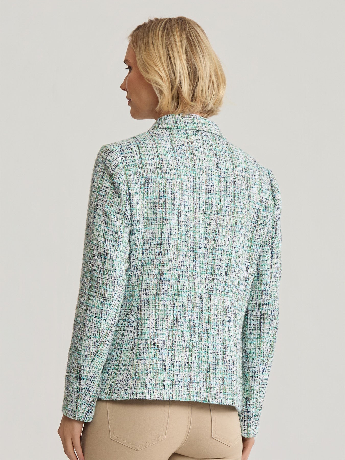Petite Faux Double Breasted Jacket with Flap Pockets, Tweed