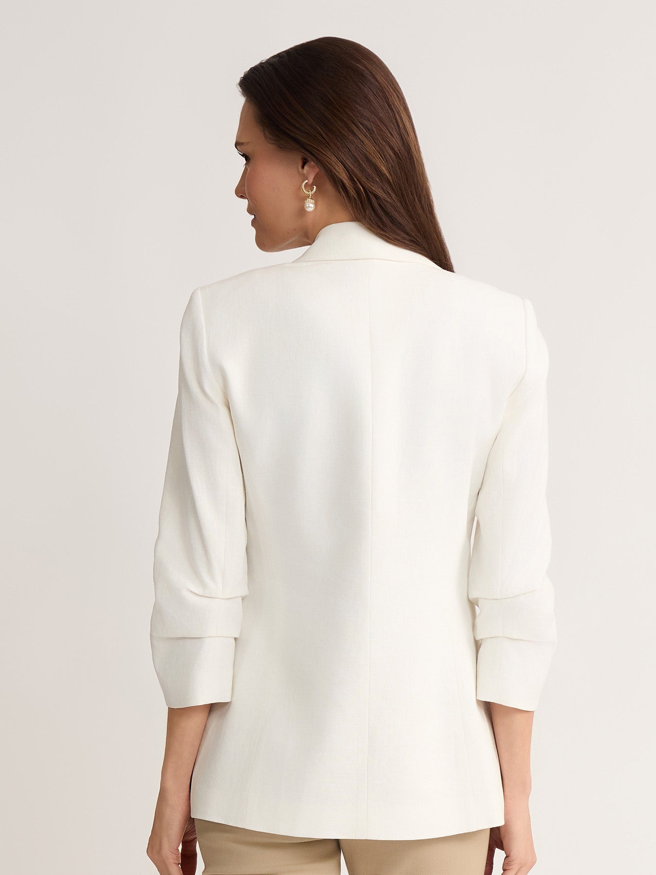 Faux Double Breasted Blazer, Linen Blend