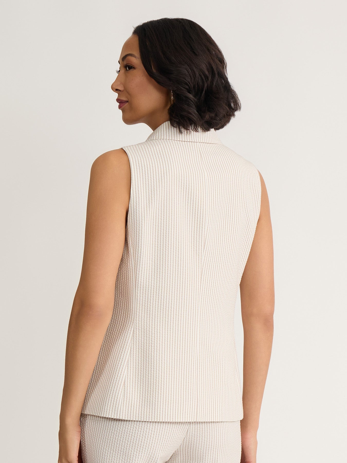 Striped Peak Lapel Vest, Seersucker