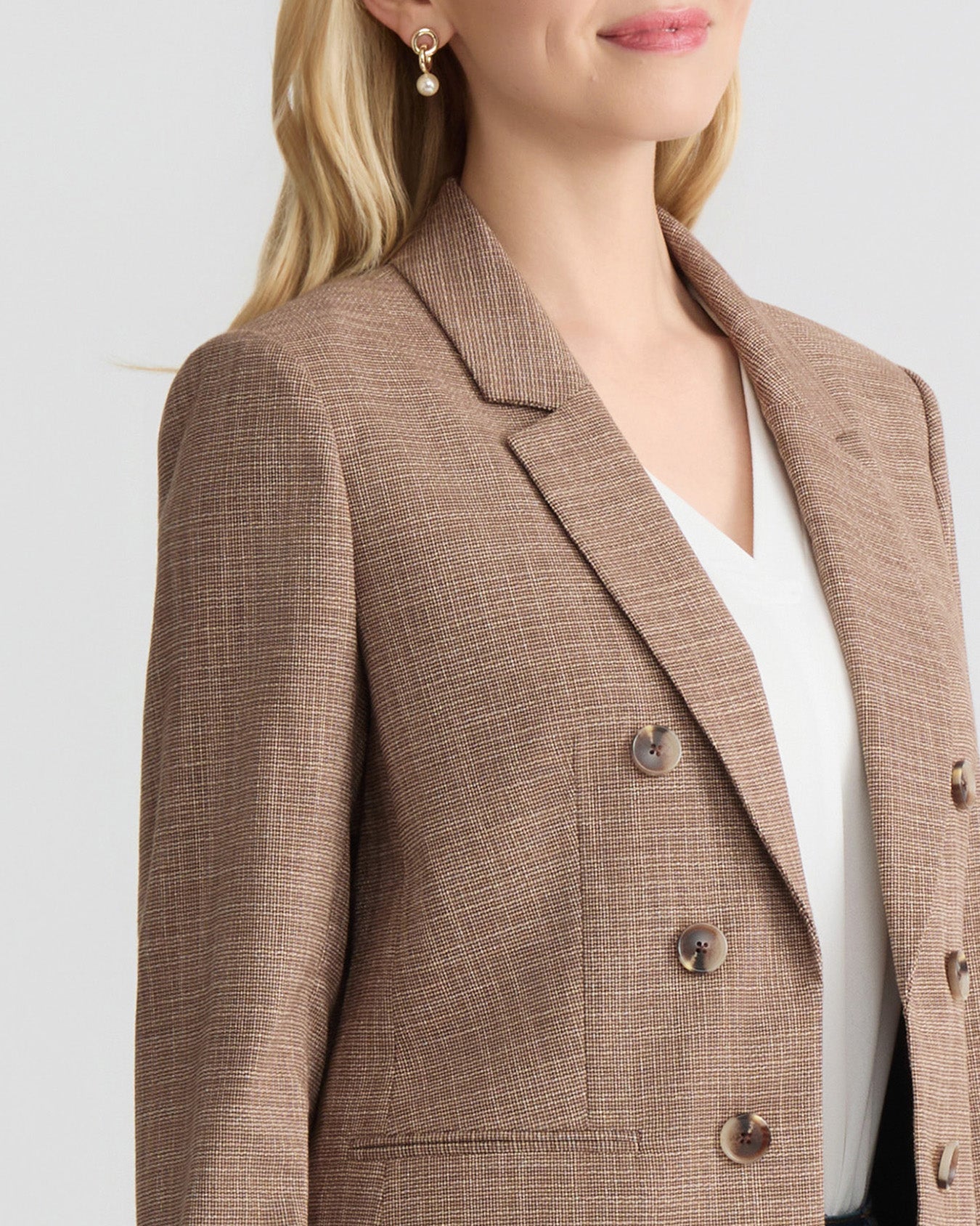 Faux Double Breasted Jacket, Basket Weave